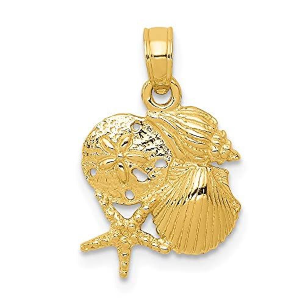 10k Yellow Gold Solid Polished Mini Shell Cluster… - image 4